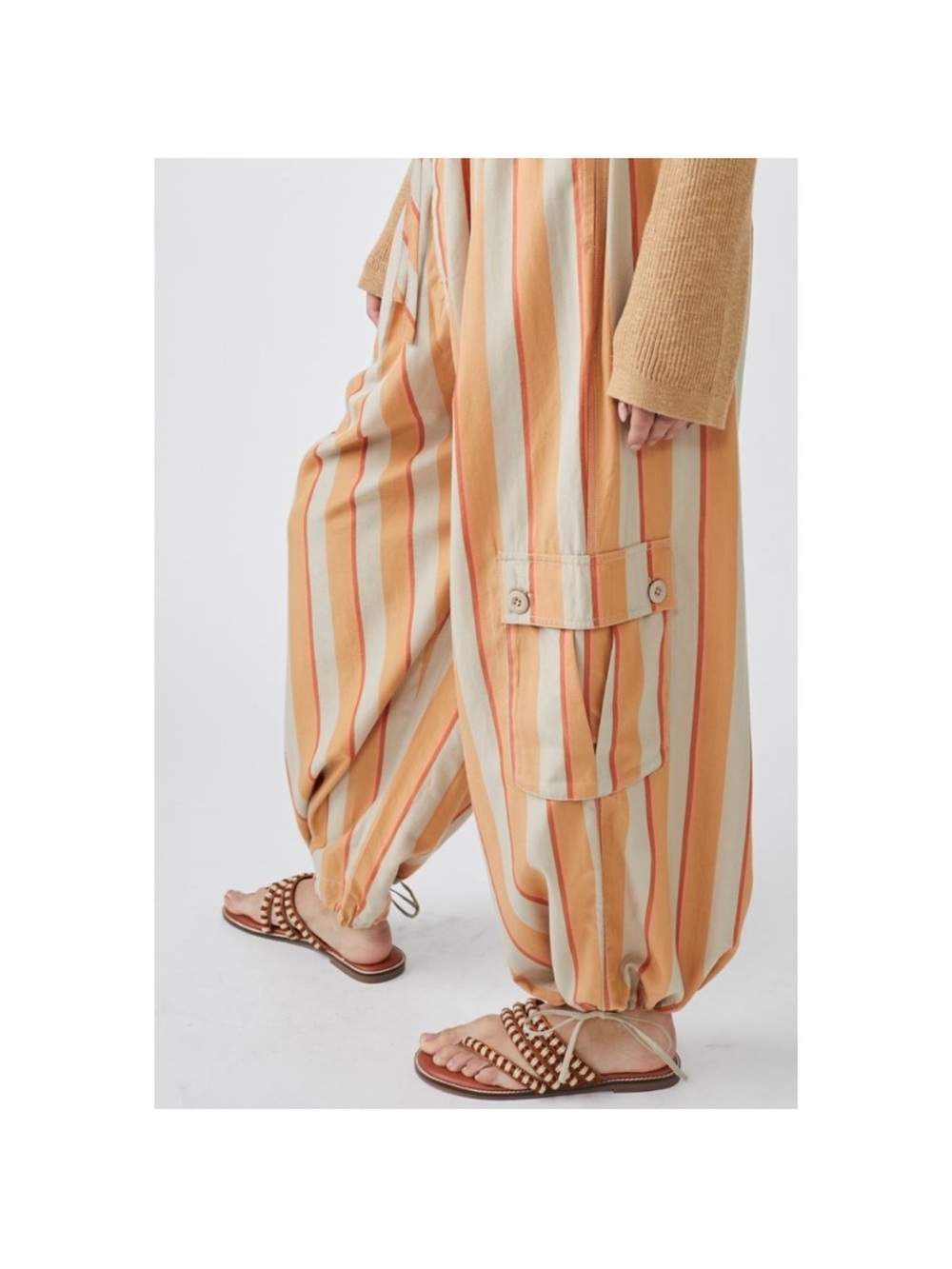 NWT, Free People Creamsicle Palash Yarn Dyed Cargo Pants - Picture 8 of 12